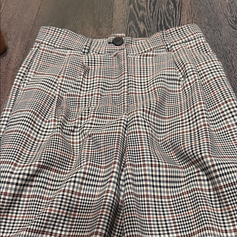 Plaid High-Waisted Pants